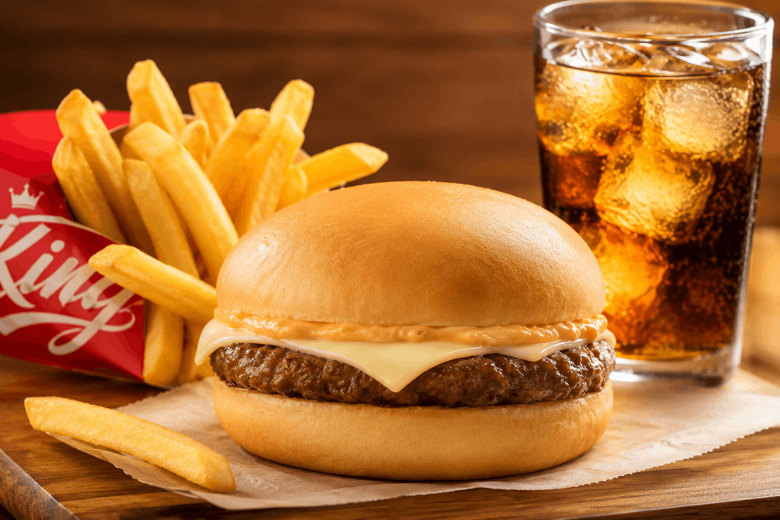 Burger Fries with Drinks