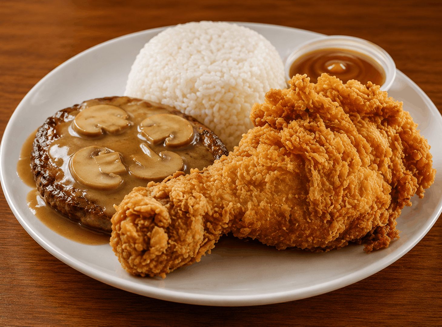 Chicken Burger Steak with Rice